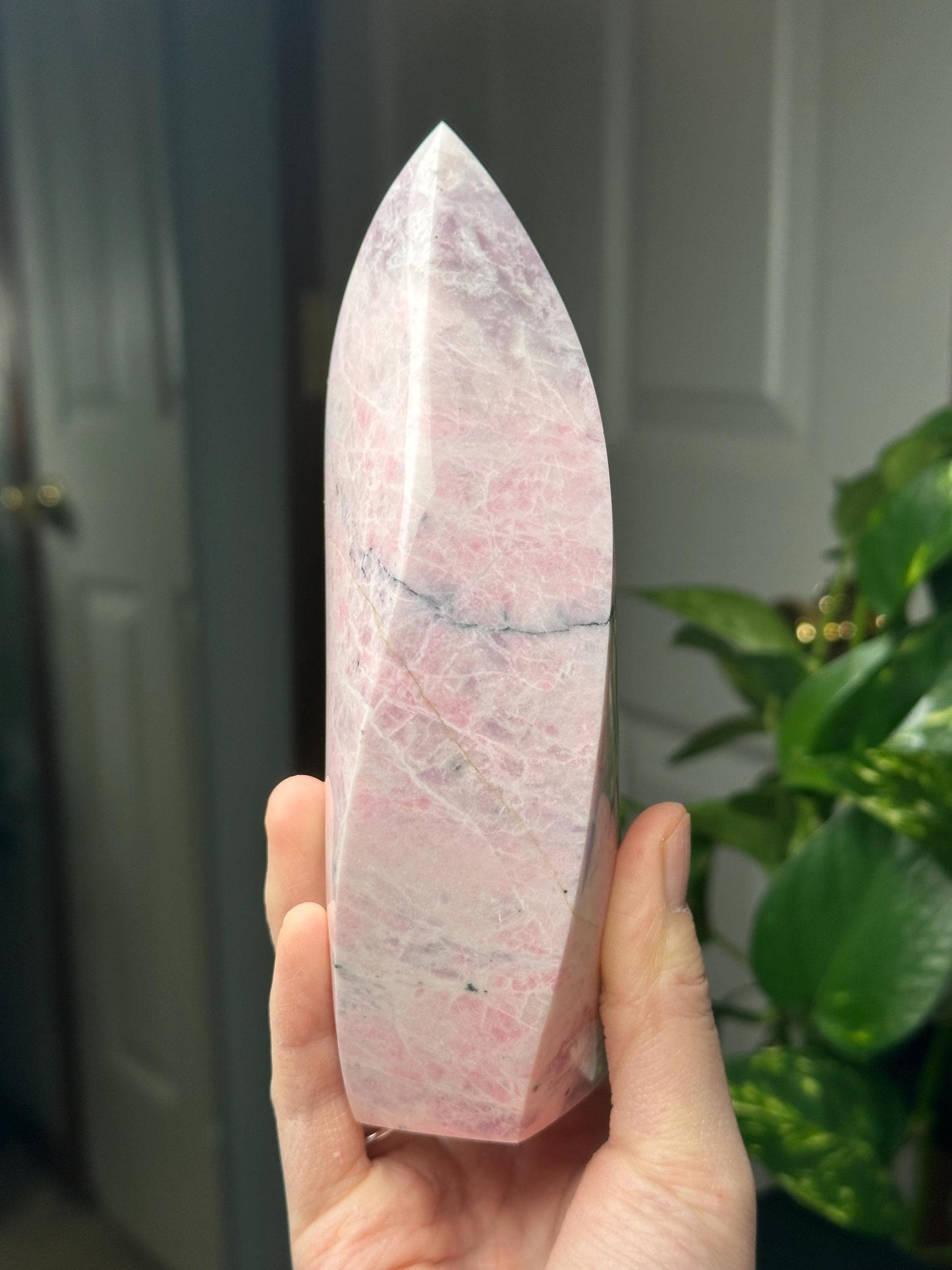 Hackmanite Pink Sodalite Flame | Natural UV Reactive Sodalite Group Mineral Carving | Rare Crystal Display Specimen for Collectors Decor