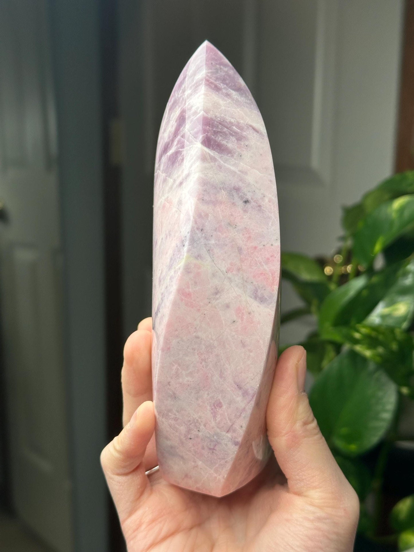 Hackmanite Pink Sodalite Flame | Natural UV Reactive Sodalite Group Mineral Carving | Rare Crystal Display Specimen for Collectors Decor