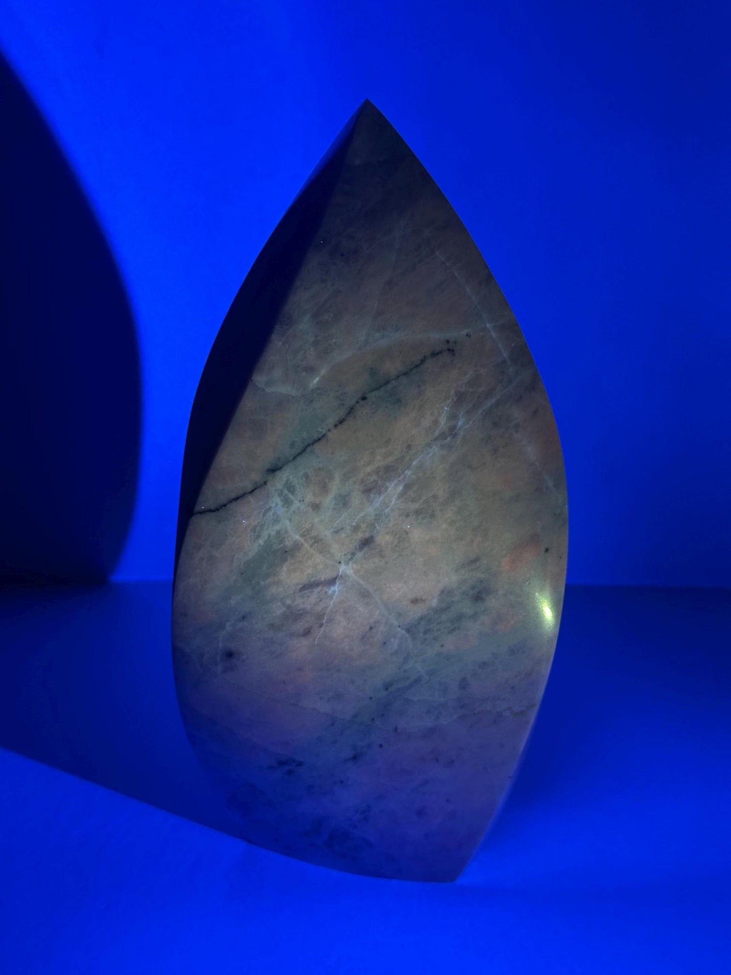 Hackmanite Pink Sodalite Flame | Natural UV Reactive Sodalite Group Mineral Carving | Rare Crystal Display Specimen for Collectors Decor