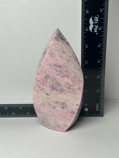 Hackmanite Pink Sodalite Flame | Natural UV Reactive Sodalite Group Mineral Carving | Rare Crystal Display Specimen for Collectors Decor