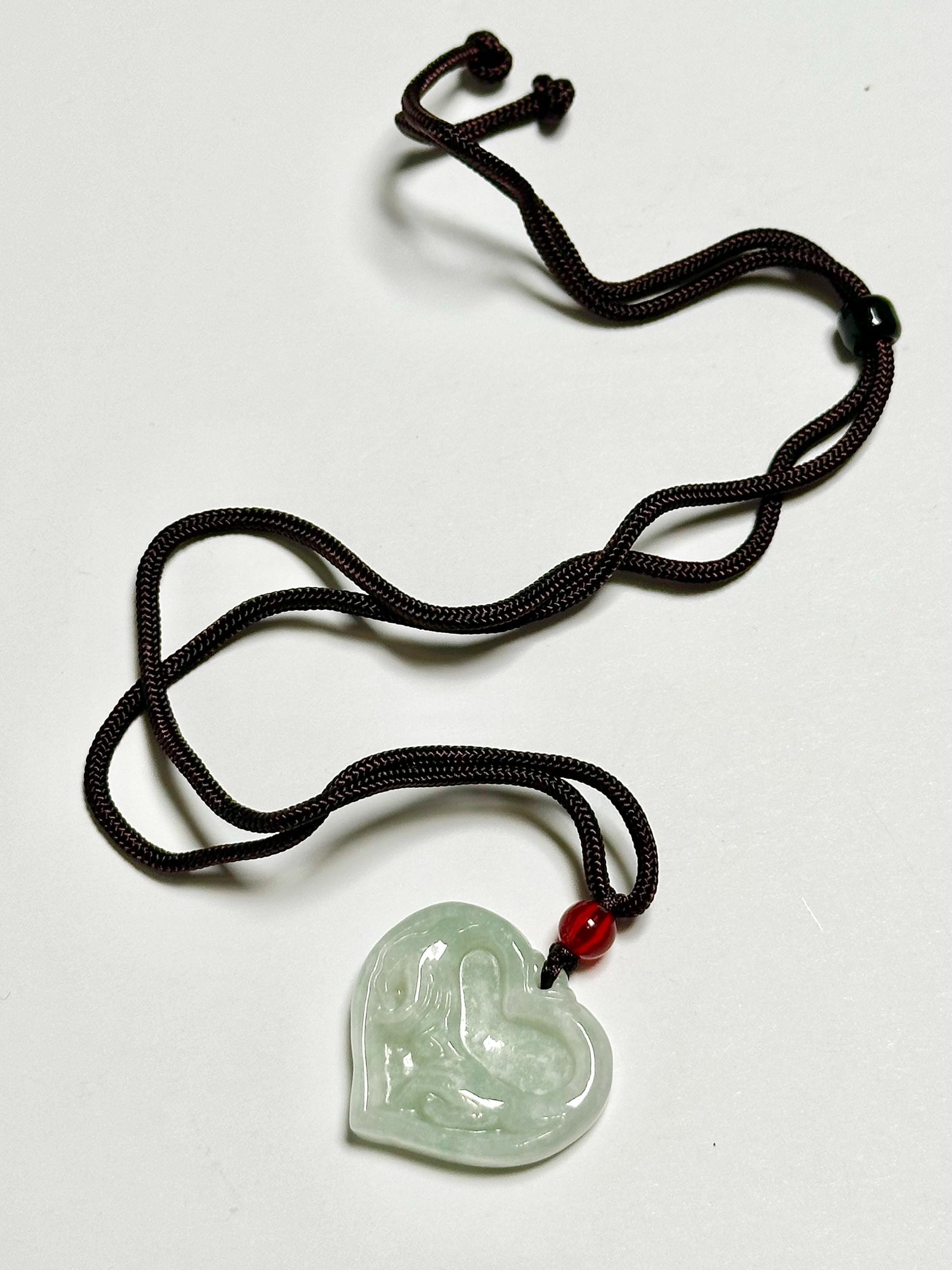 Jade Pinky Promise Heart Pendant | Natural Jade Heart Jewelry | Hand Carved Stone Charm Necklace Accessory for Collectors Fashion Wear