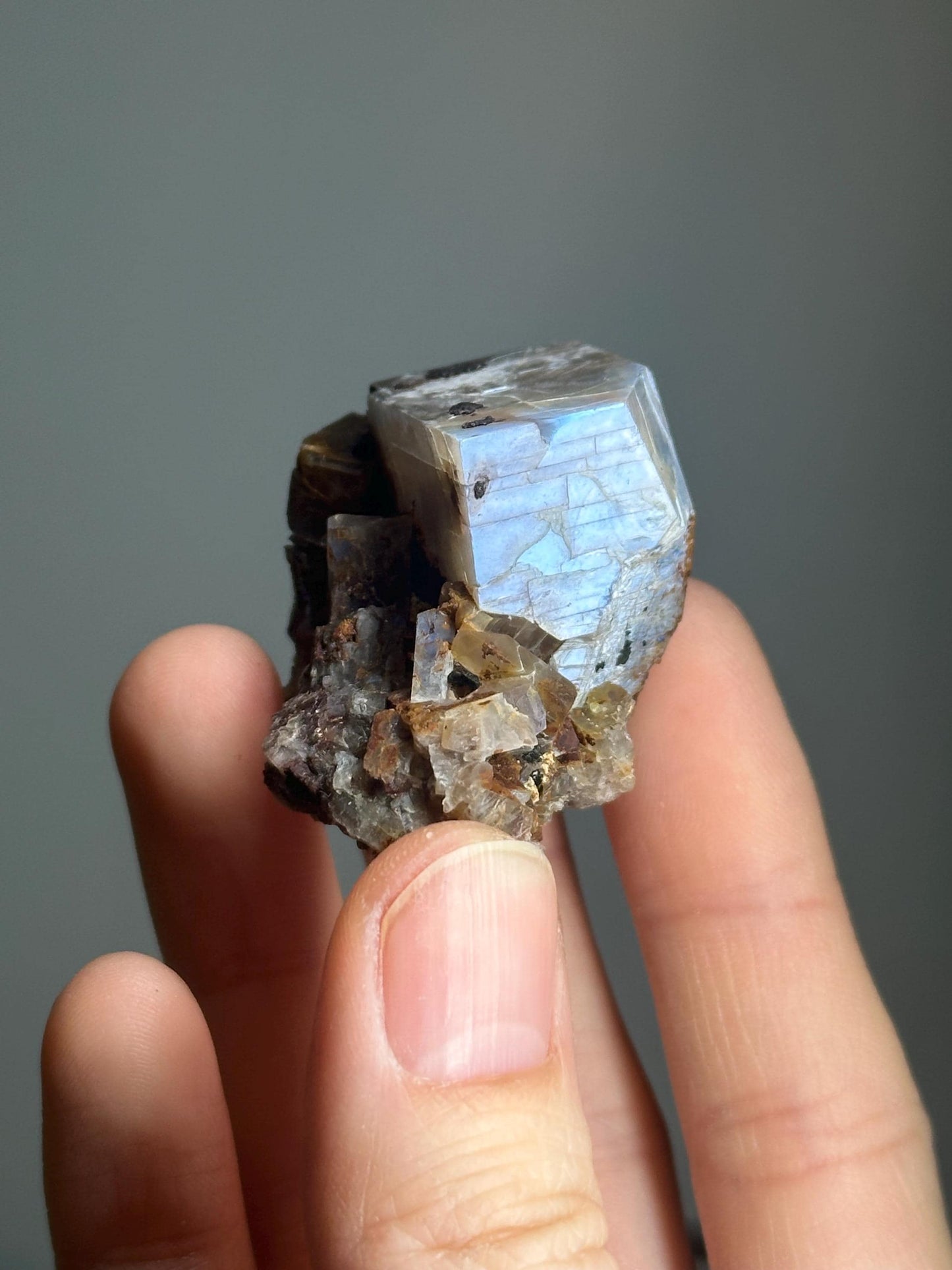 Moonstone with Aegirine Specimen | Pili Mine Chihuahua Mexico | Natural Feldspar Crystal Mineral Display Piece for Collectors Cabinet Decor