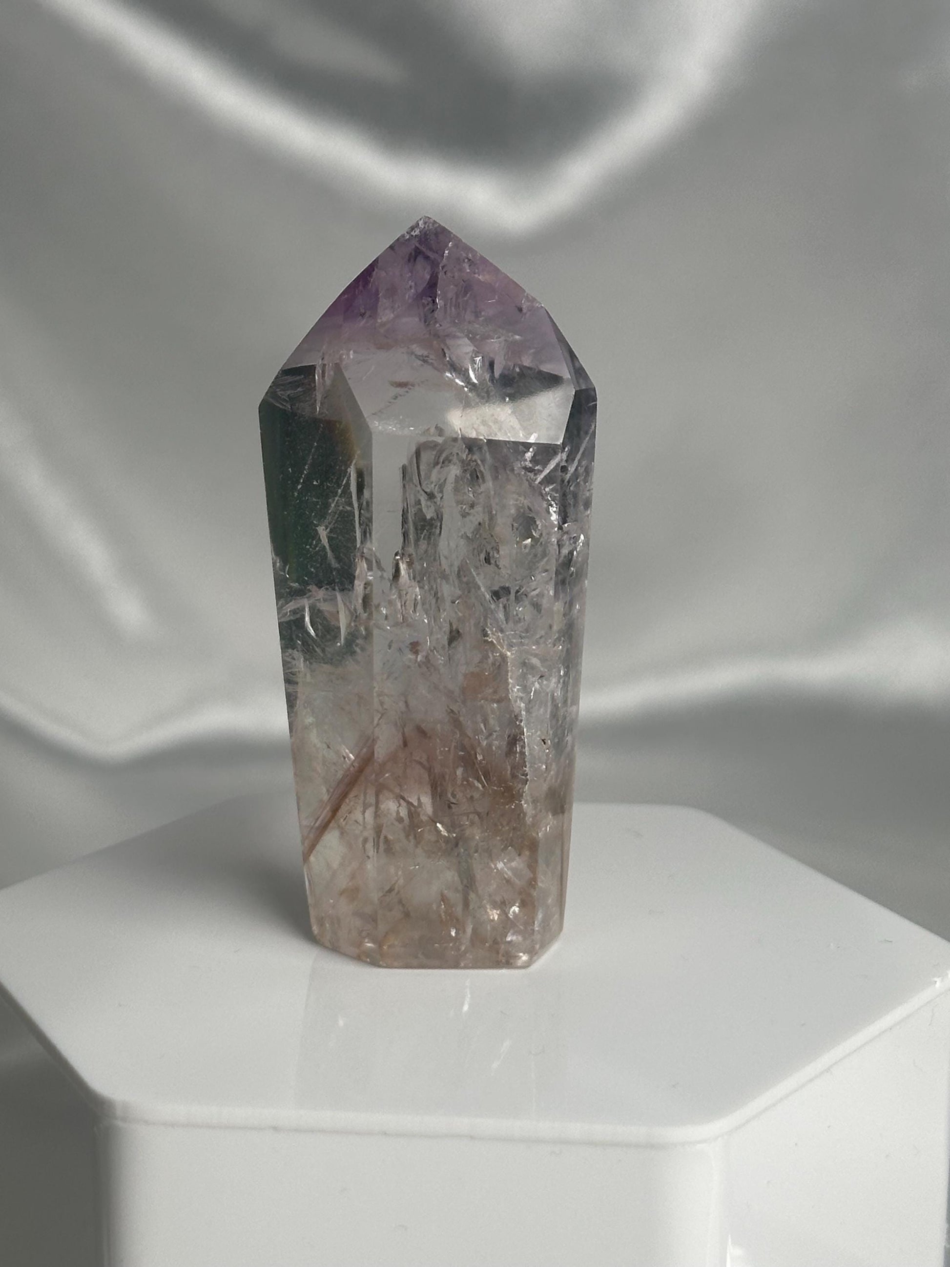 Powellite Tower UV Reactive | Natural Powellite Crystal Point | Fluorescent Mineral Specimen for Collectors Display Decor Accent