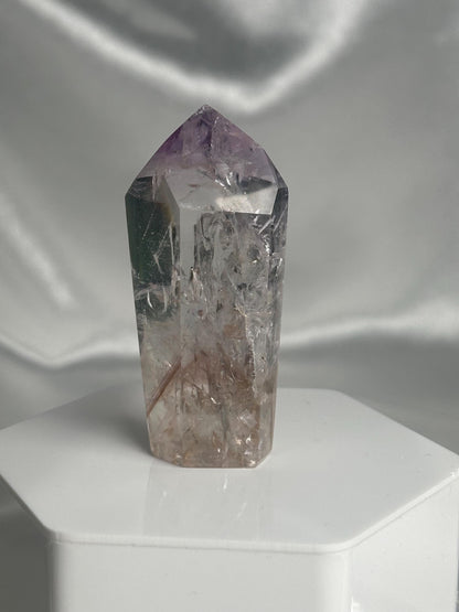 Powellite Tower UV Reactive | Natural Powellite Crystal Point | Fluorescent Mineral Specimen for Collectors Display Decor Accent