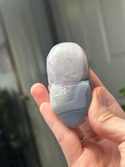 Amethyst Agate Skull | Natural Purple Quartz Agate Crystal Skull Carving | Polished Mineral Specimen for Collectors Display Decor Accent