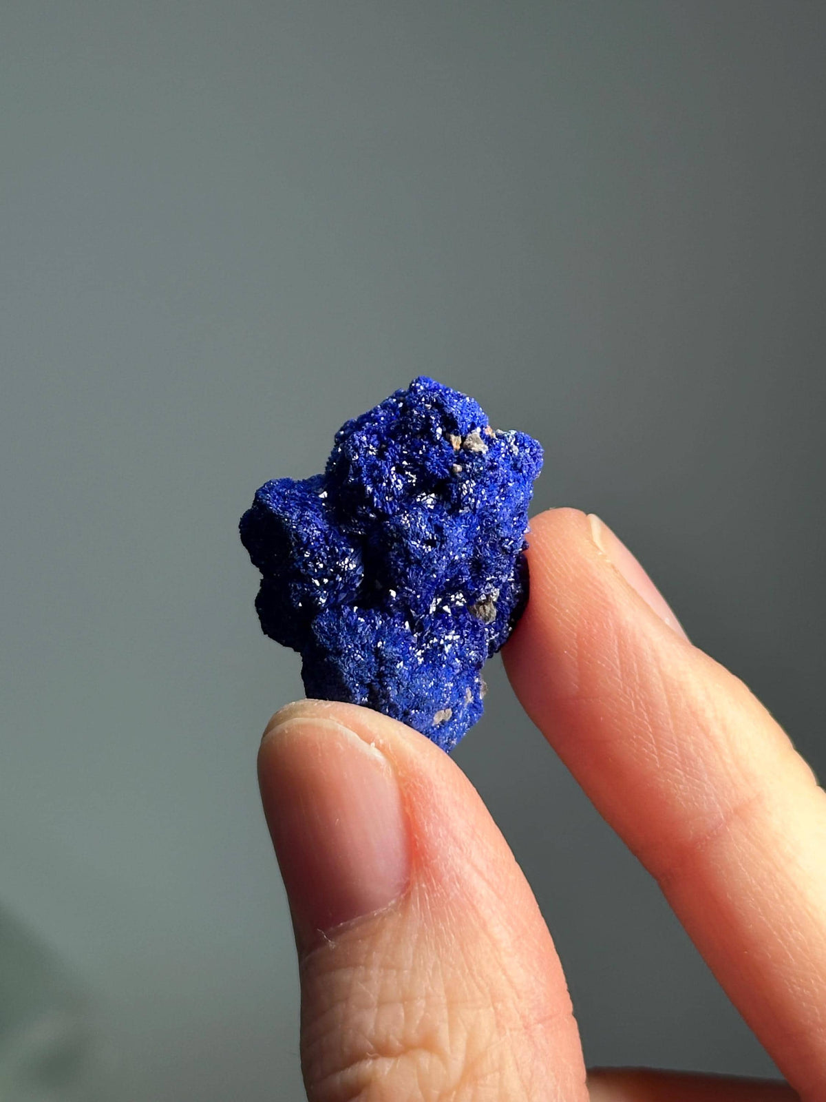 Mini Azurite Specimen | Natural Deep Blue Azurite Mineral Crystal | Small Raw Collector Display Piece for Cabinet or Shelf