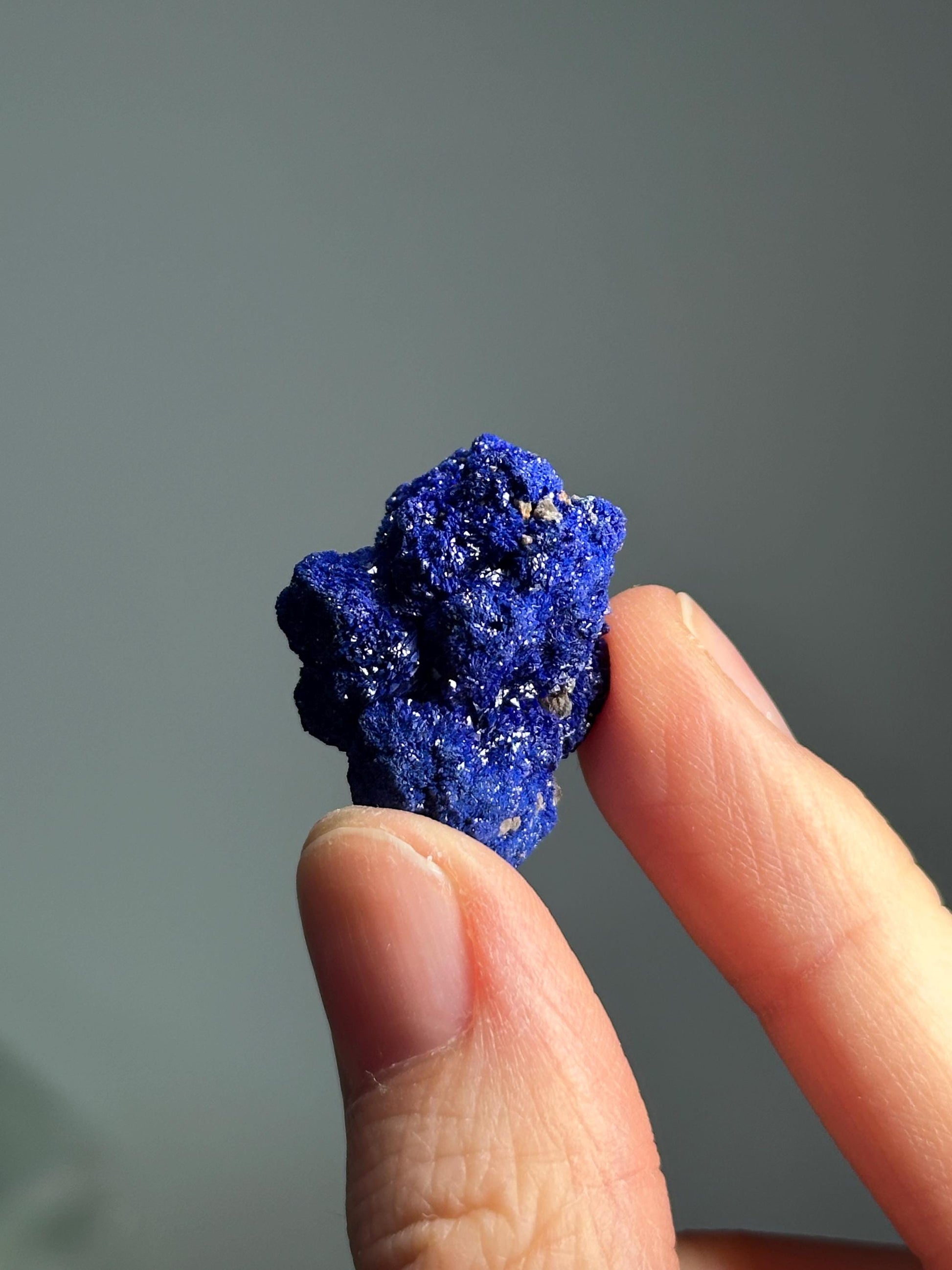 Mini Azurite Specimen | Natural Deep Blue Azurite Mineral Crystal | Small Raw Collector Display Piece for Cabinet or Shelf
