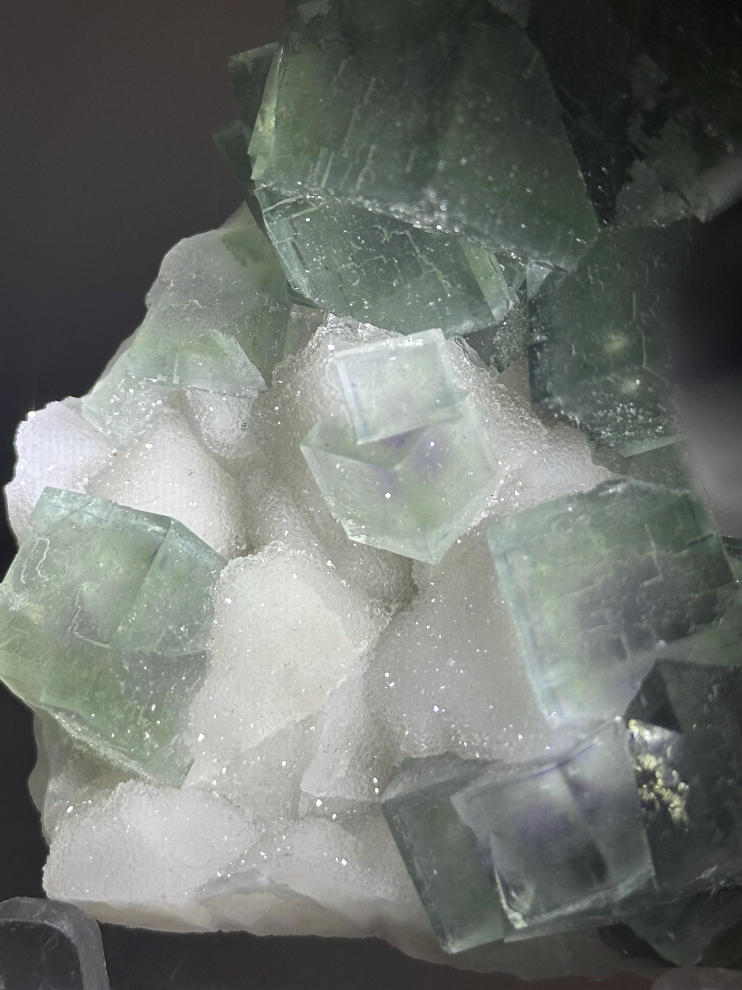 Lusterous Teal Fluorite on Quartz Base | Crystal for Calm, Clarity | Unique Collector’s Mineral | Elegant Natural Stone Display