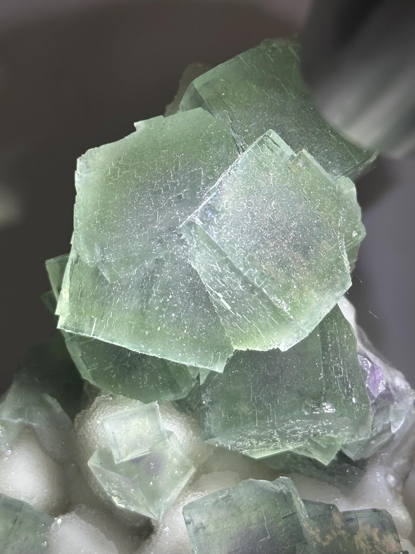 Lusterous Teal Fluorite on Quartz Base | Crystal for Calm, Clarity | Unique Collector’s Mineral | Elegant Natural Stone Display