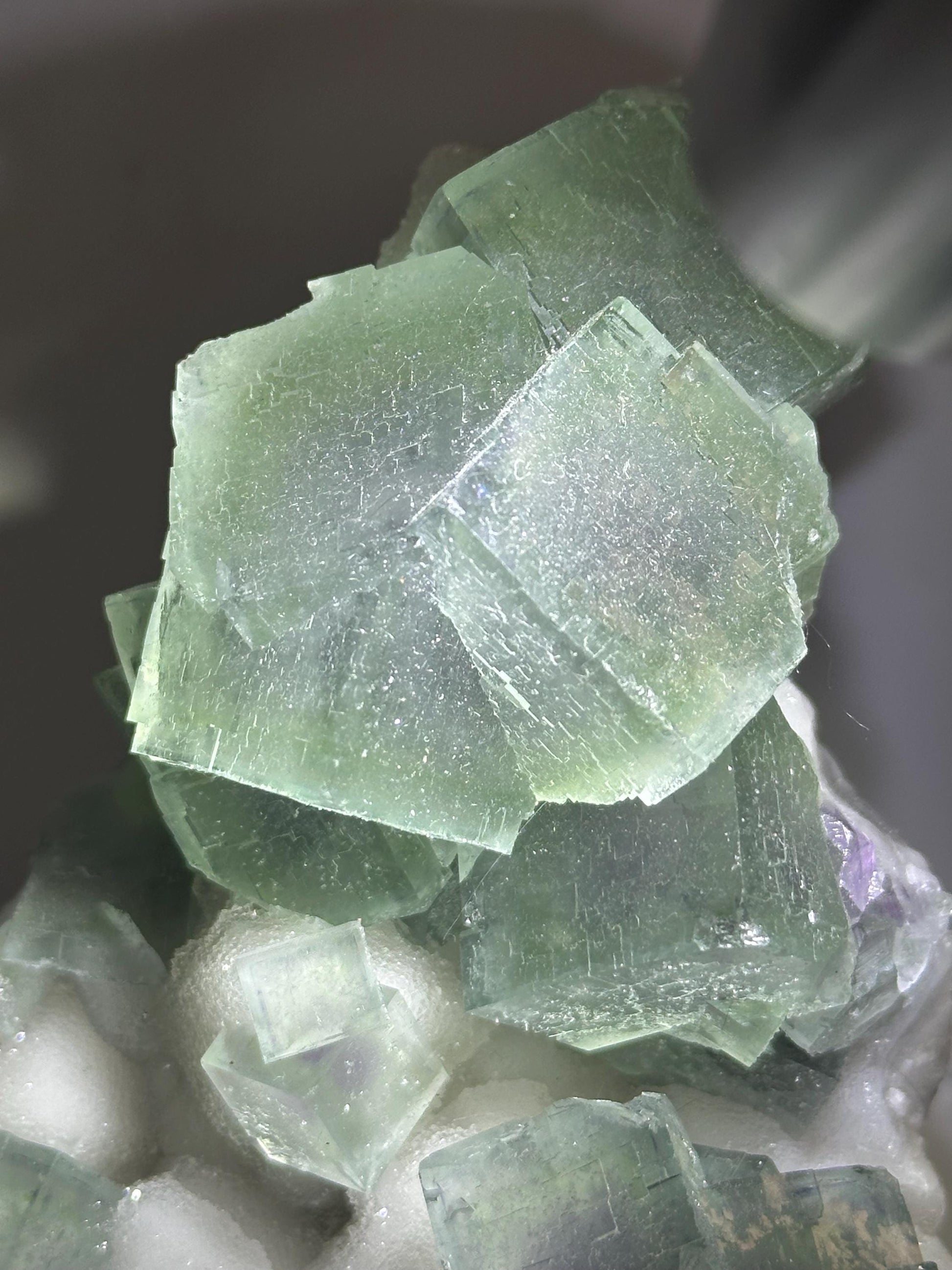 Lusterous Teal Fluorite on Quartz Base | Crystal for Calm, Clarity | Unique Collector’s Mineral | Elegant Natural Stone Display