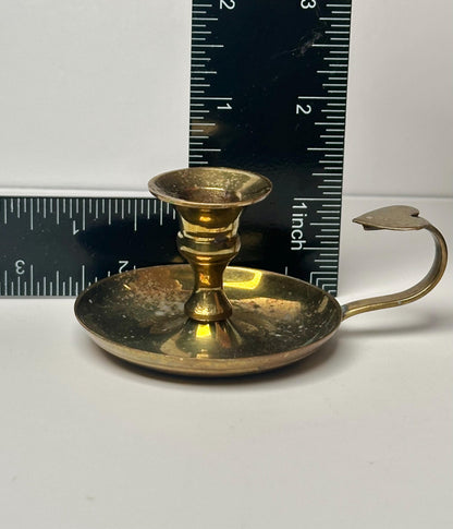 Brass Candle Holder Sphere Stand | Chamberstick Heart Handle Holder | Decorative Orb Display Base for Crystal Ball Home Decor Accent