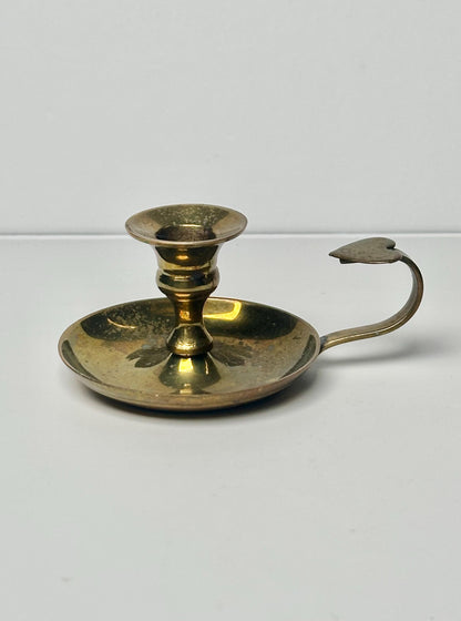 Brass Candle Holder Sphere Stand | Chamberstick Heart Handle Holder | Decorative Orb Display Base for Crystal Ball Home Decor Accent