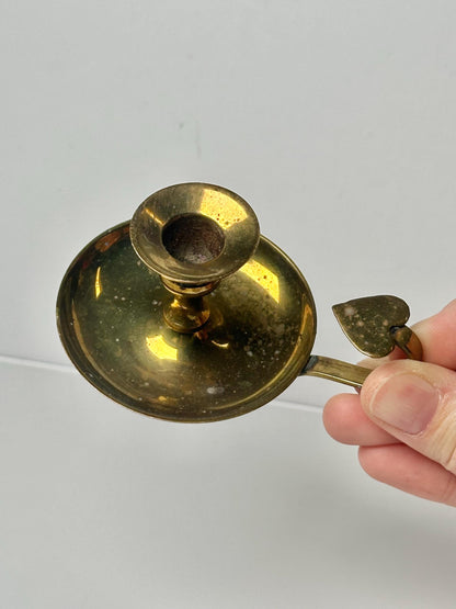 Brass Candle Holder Sphere Stand | Chamberstick Heart Handle Holder | Decorative Orb Display Base for Crystal Ball Home Decor Accent