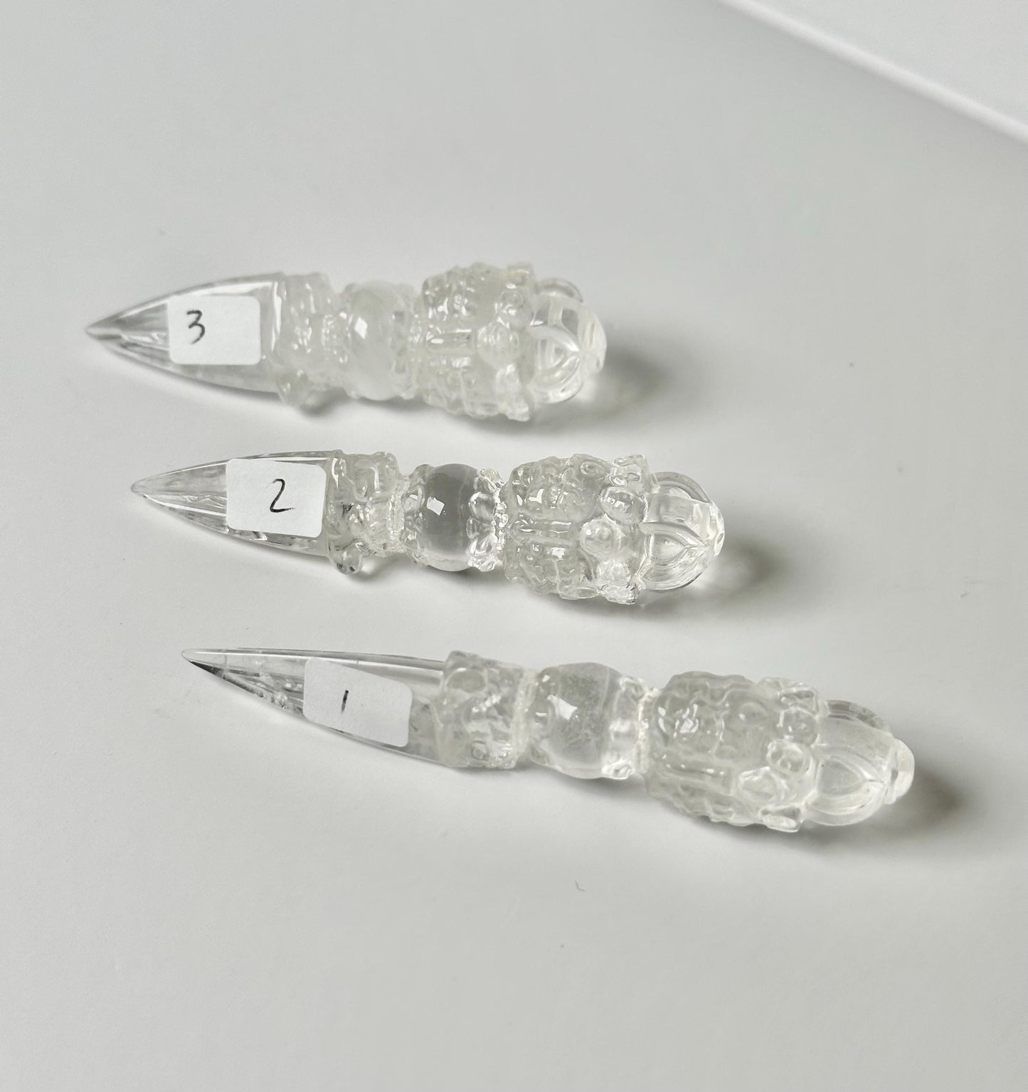 Mini Clear Quartz Phurba - YOU PICK – Tibetan Ritual Dagger, Crystal Healing Tool, Spiritual Decor, Meditation Altar Accessory, Energy Wand