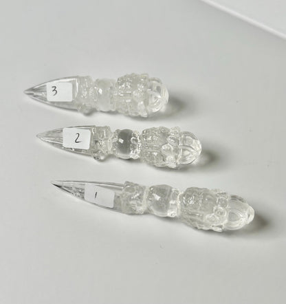 Mini Clear Quartz Phurba - YOU PICK – Tibetan Ritual Dagger, Crystal Healing Tool, Spiritual Decor, Meditation Altar Accessory, Energy Wand