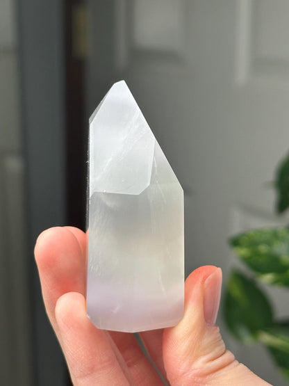 Yttrium Fluorite Tower with Lavender Banding | Natural Fluorite Crystal Point | Polished Mineral Specimen Collectors Display Decor Accent