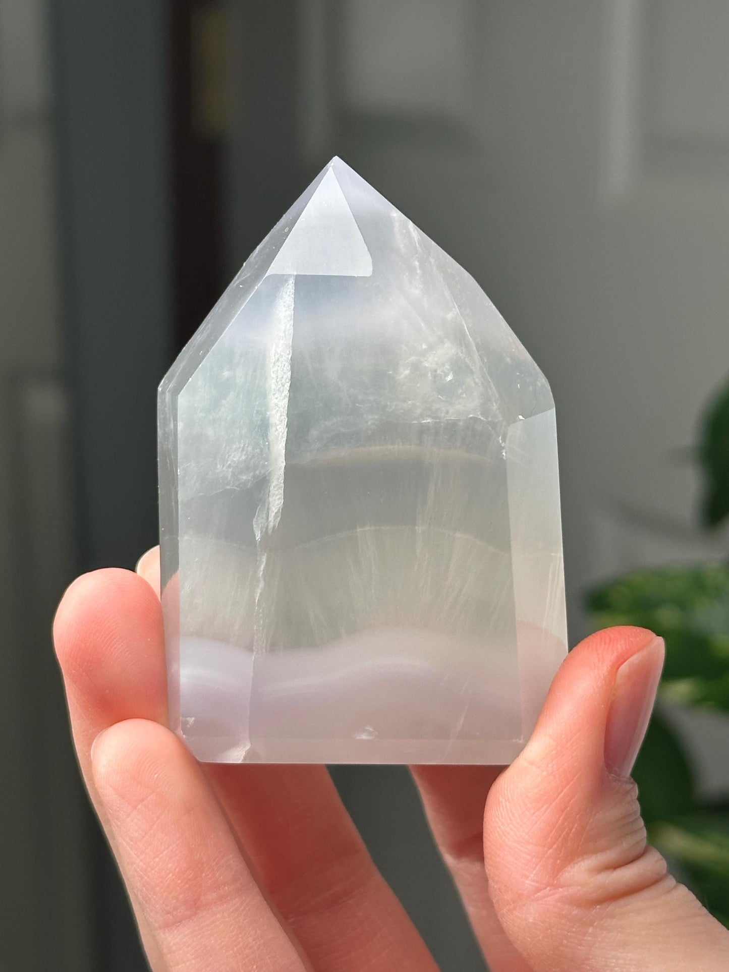 Yttrium Fluorite Tower with Lavender Banding | Natural Fluorite Crystal Point | Polished Mineral Specimen Collectors Display Decor Accent