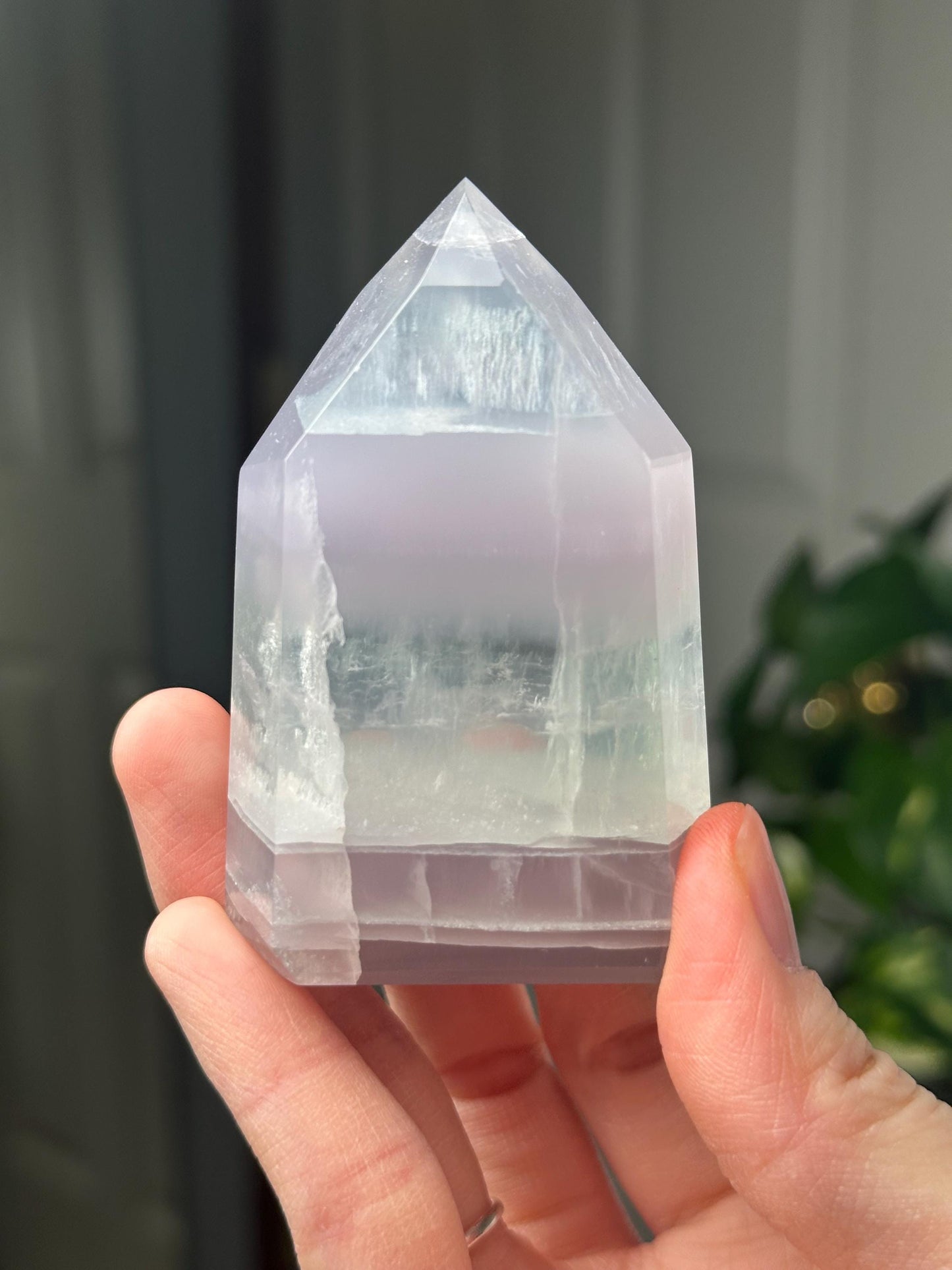 Yttrium Fluorite Tower with Lavender Banding | Natural Fluorite Crystal Point | Polished Mineral Specimen Collectors Display Decor Accent