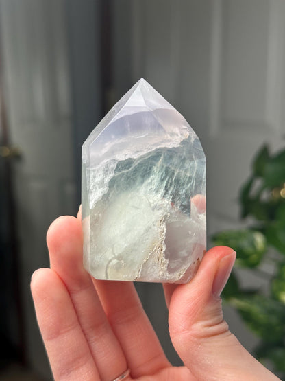 Yttrium Fluorite Tower with Lavender Banding | Natural Fluorite Crystal Point | Polished Mineral Specimen Collectors Display Decor Accent