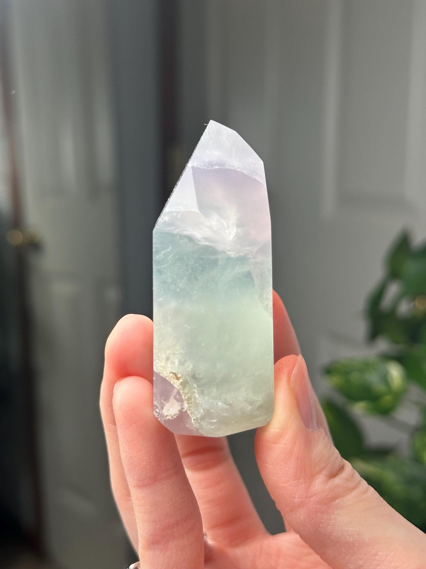 Yttrium Fluorite Tower with Lavender Banding | Natural Fluorite Crystal Point | Polished Mineral Specimen Collectors Display Decor Accent