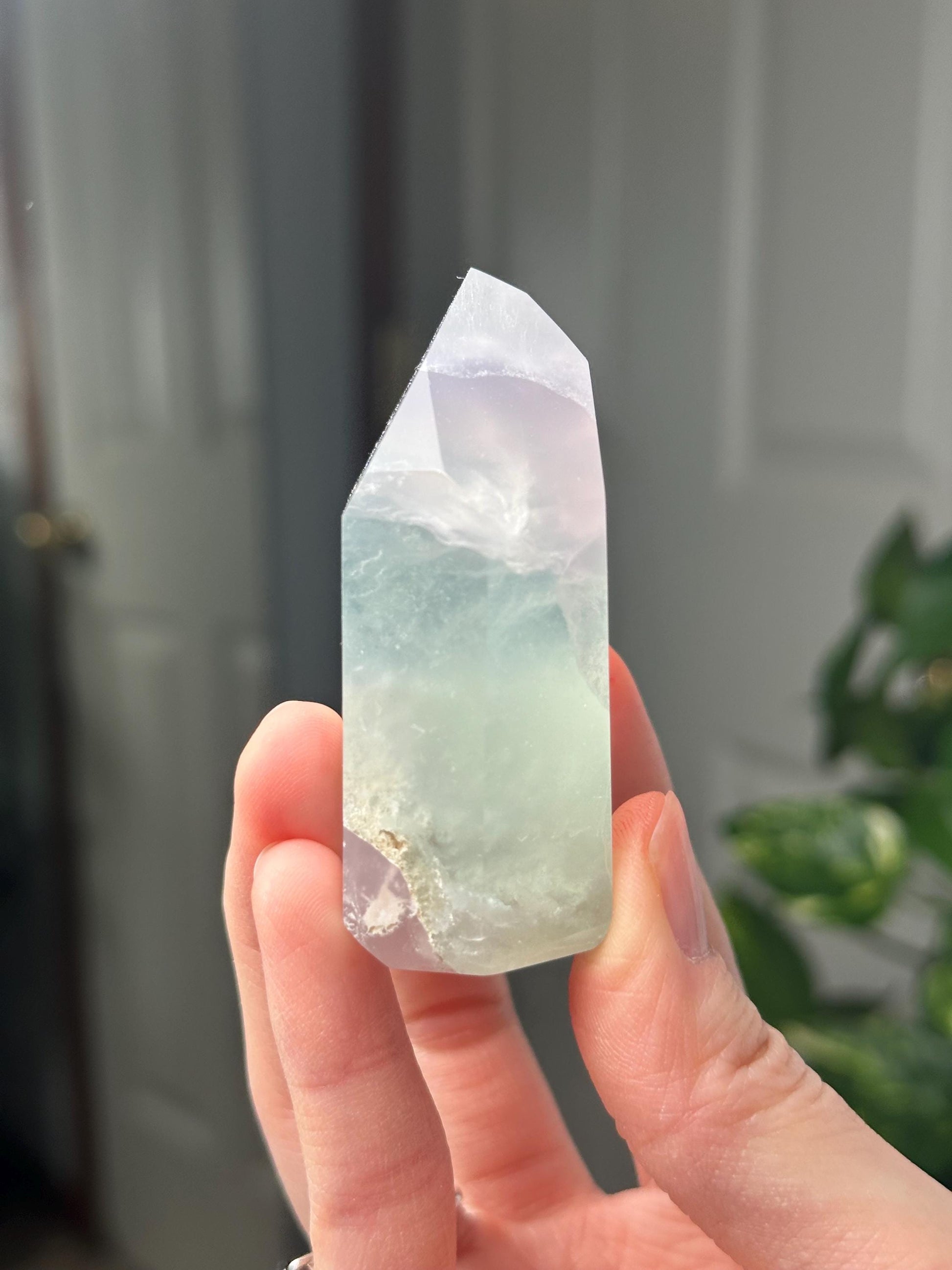 Yttrium Fluorite Tower with Lavender Banding | Natural Fluorite Crystal Point | Polished Mineral Specimen Collectors Display Decor Accent