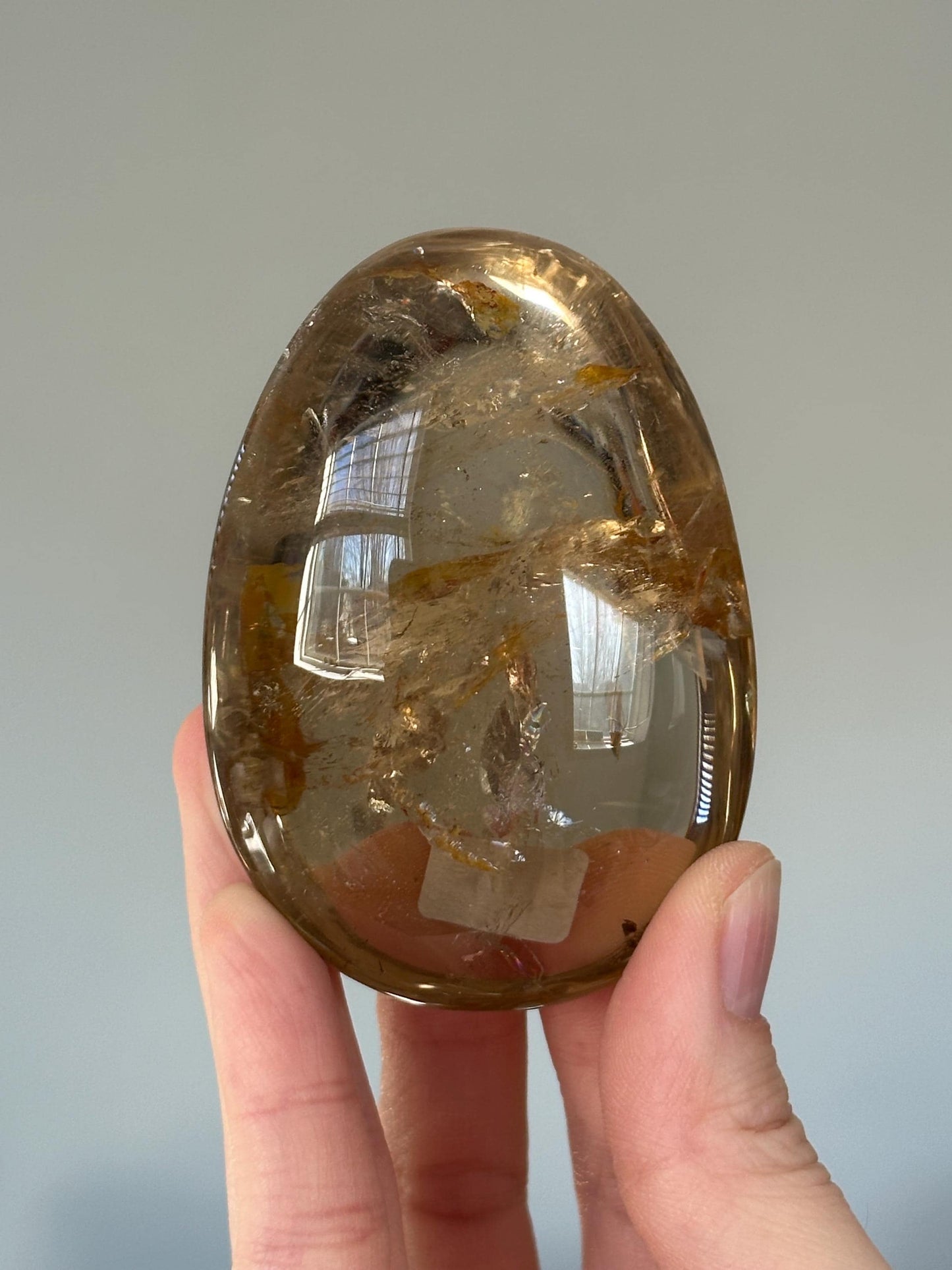 Citrine Palmstone | Natural Smoky Citrine Quartz Hand Stone | Polished Mineral Specimen Collectors Display Decor Accent