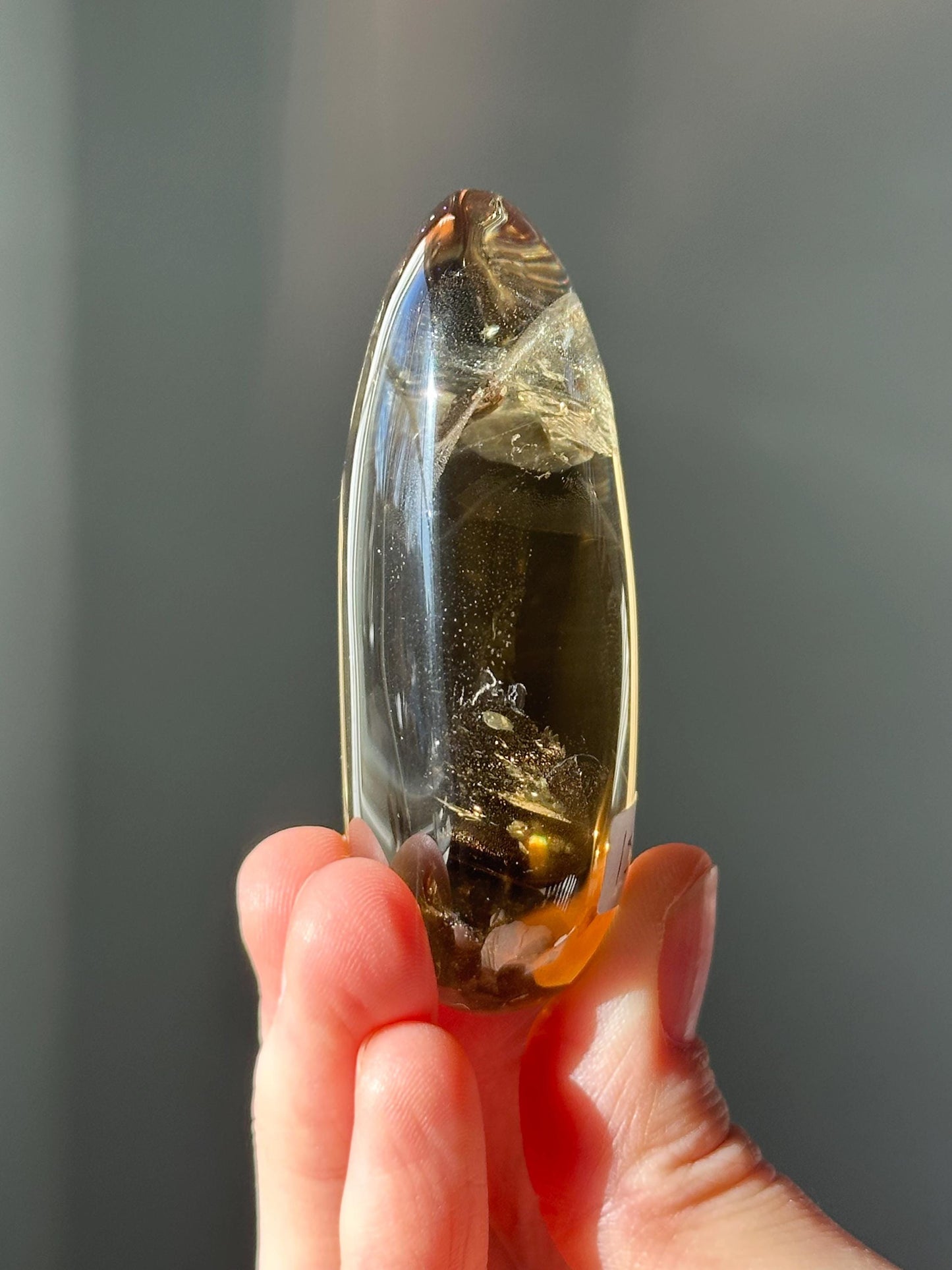 Citrine Palmstone | Natural Smoky Citrine Quartz Hand Stone | Polished Mineral Specimen Collectors Display Decor Accent