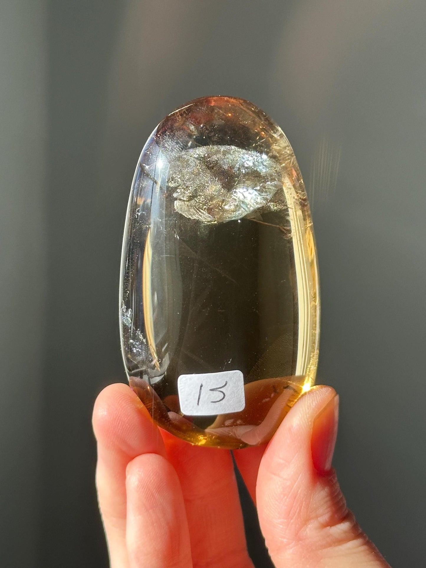 Citrine Palmstone | Natural Smoky Citrine Quartz Hand Stone | Polished Mineral Specimen Collectors Display Decor Accent