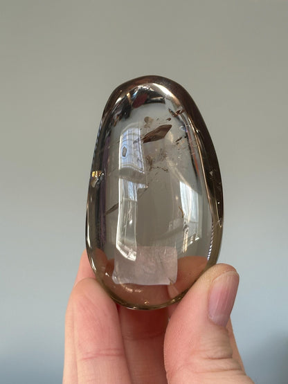Smoky Quartz Palmstone | Natural Smoky Quartz Crystal Hand Stone | Polished Mineral Specimen for Collectors Display Decor Accent