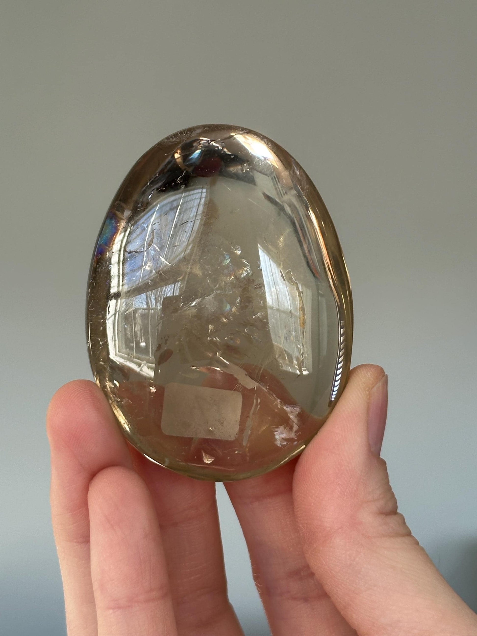Citrine Palmstone | Natural Smoky Citrine Quartz Hand Stone | Polished Mineral Specimen Collectors Display Decor Accent