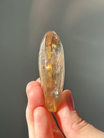 Citrine Palmstone | Natural Smoky Citrine Quartz Hand Stone | Polished Mineral Specimen Collectors Display Decor Accent