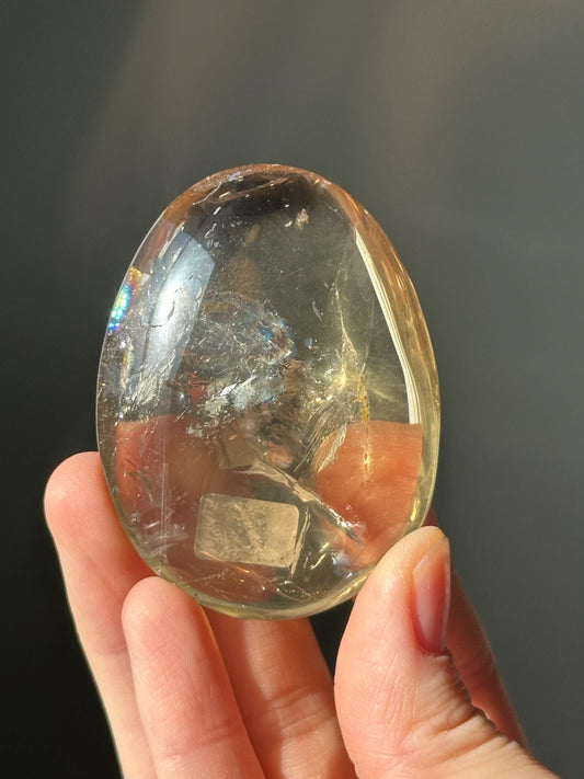 Citrine Palmstone | Natural Smoky Citrine Quartz Hand Stone | Polished Mineral Specimen Collectors Display Decor Accent