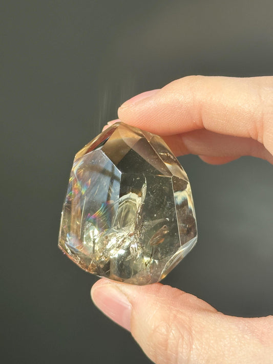 Heat Treated Citrine Rainbow Gem | Yellow Quartz Crystal Display Piece | Polished Mineral Specimen for Collectors Decor Accent