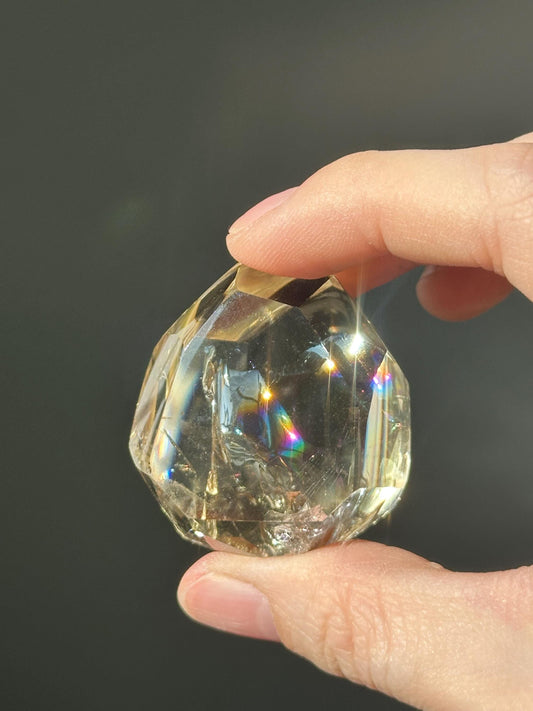 Heat Treated Citrine Rainbow Gem | Yellow Quartz Crystal Display Piece | Polished Mineral Specimen for Collectors Decor Accent