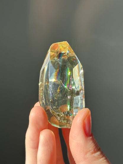 Heat Treated Citrine Rainbow Gem | Yellow Quartz Crystal Display Piece | Polished Mineral Specimen for Collectors Decor Accent