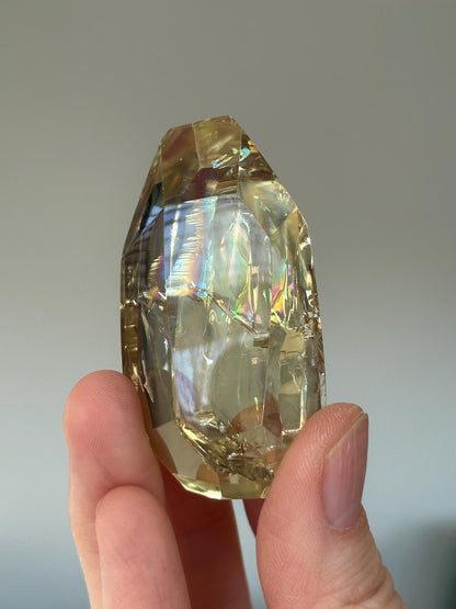 Heat Treated Citrine Rainbow Gem | Yellow Quartz Crystal Display Piece | Polished Mineral Specimen for Collectors Decor Accent
