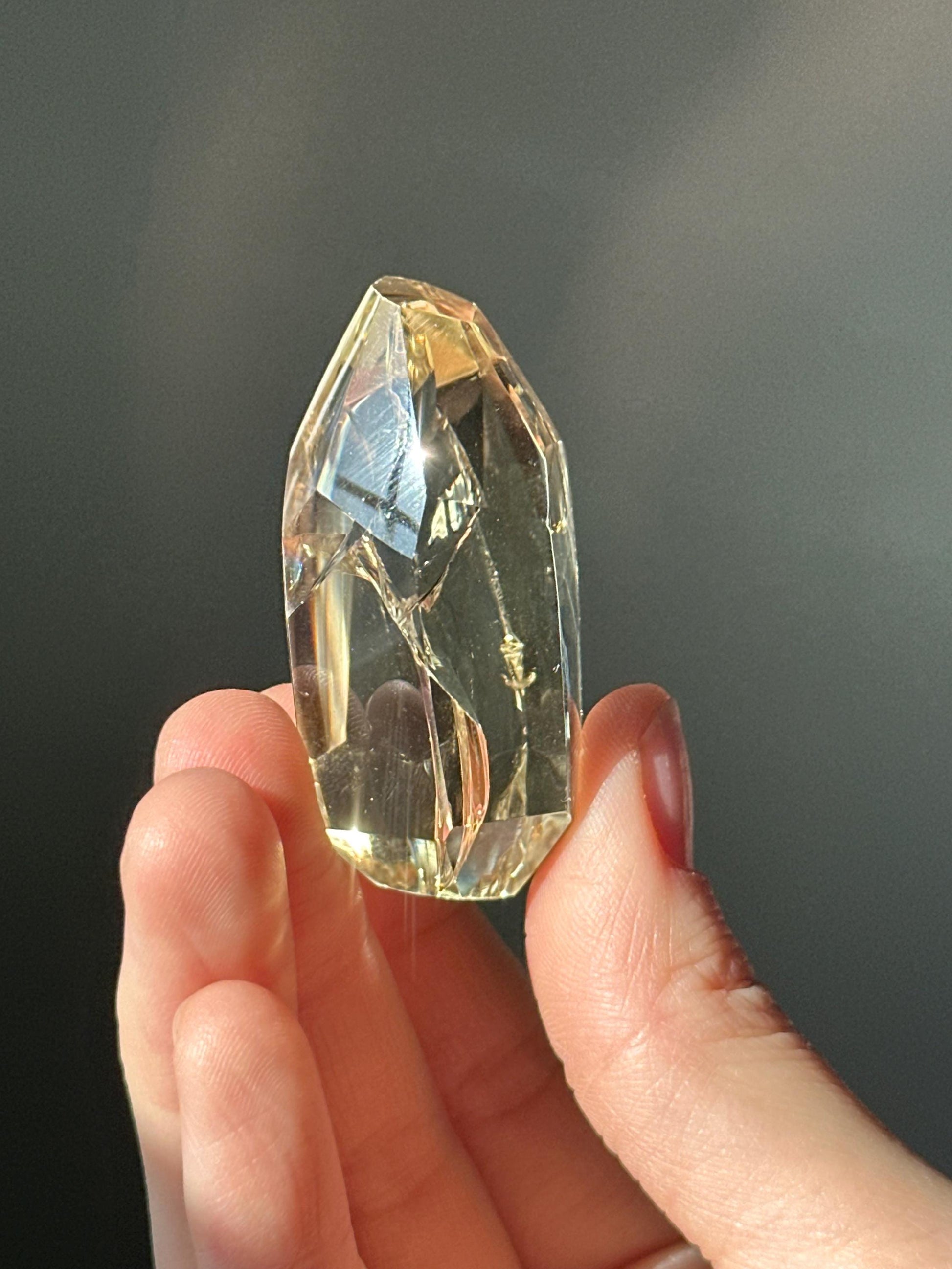 Heat Treated Citrine Rainbow Gem | Yellow Quartz Crystal Display Piece | Polished Mineral Specimen for Collectors Decor Accent