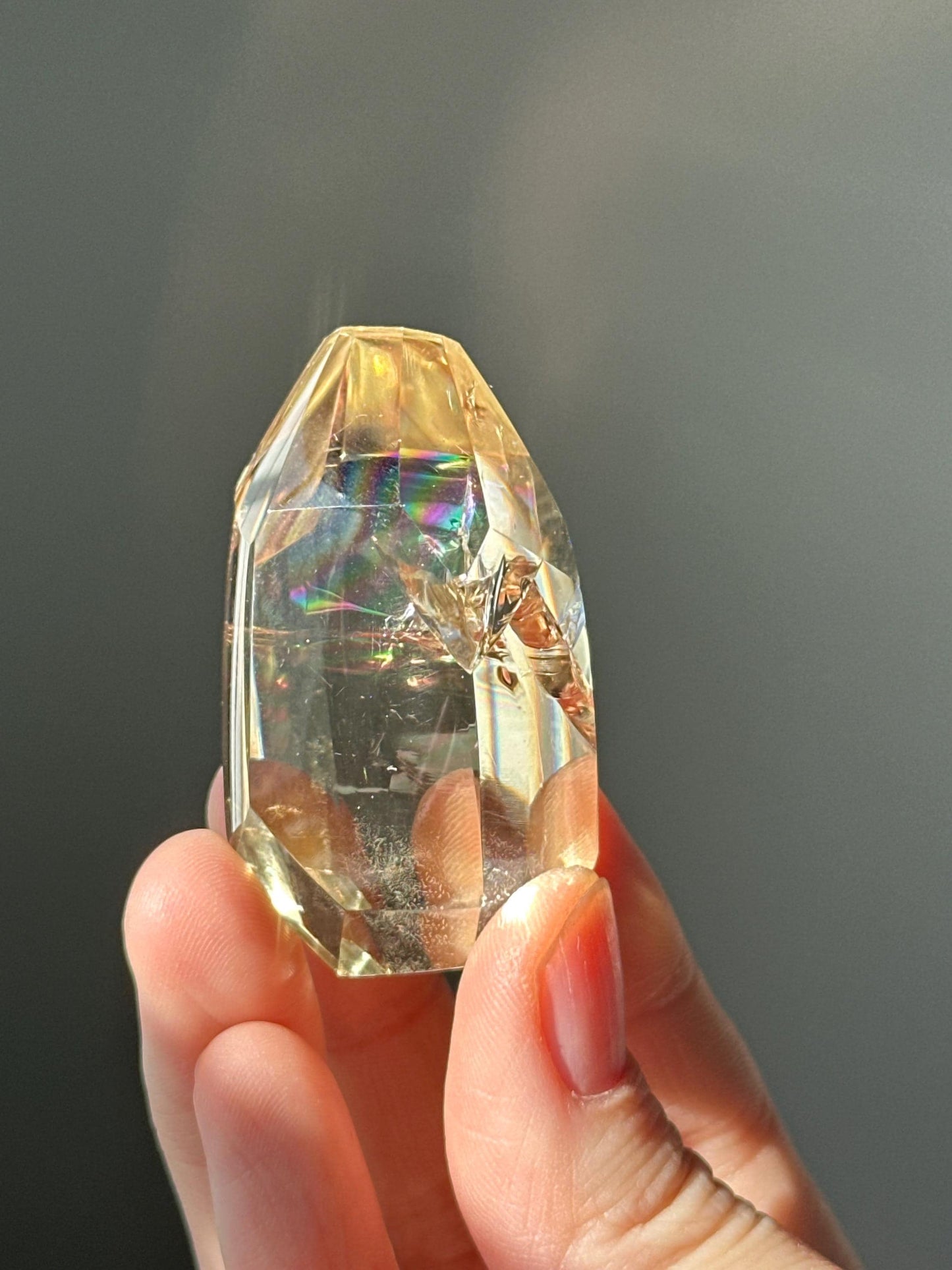 Heat Treated Citrine Rainbow Gem | Yellow Quartz Crystal Display Piece | Polished Mineral Specimen for Collectors Decor Accent