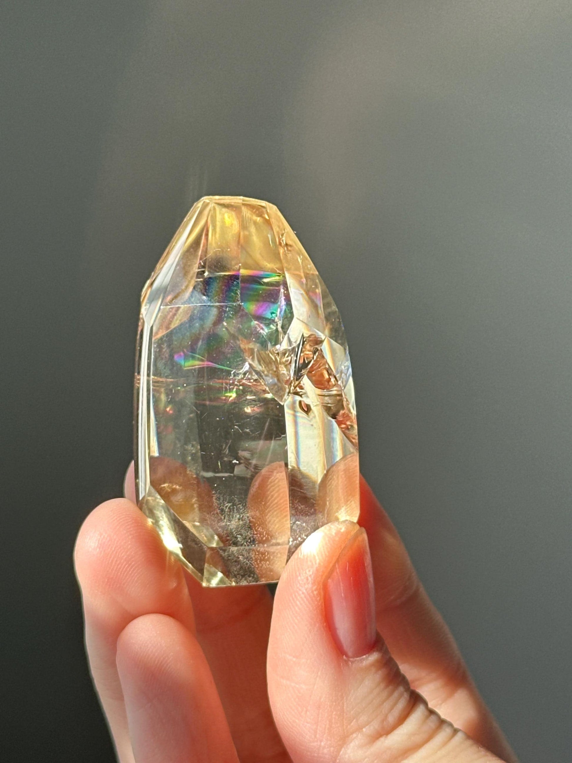 Heat Treated Citrine Rainbow Gem | Yellow Quartz Crystal Display Piece | Polished Mineral Specimen for Collectors Decor Accent
