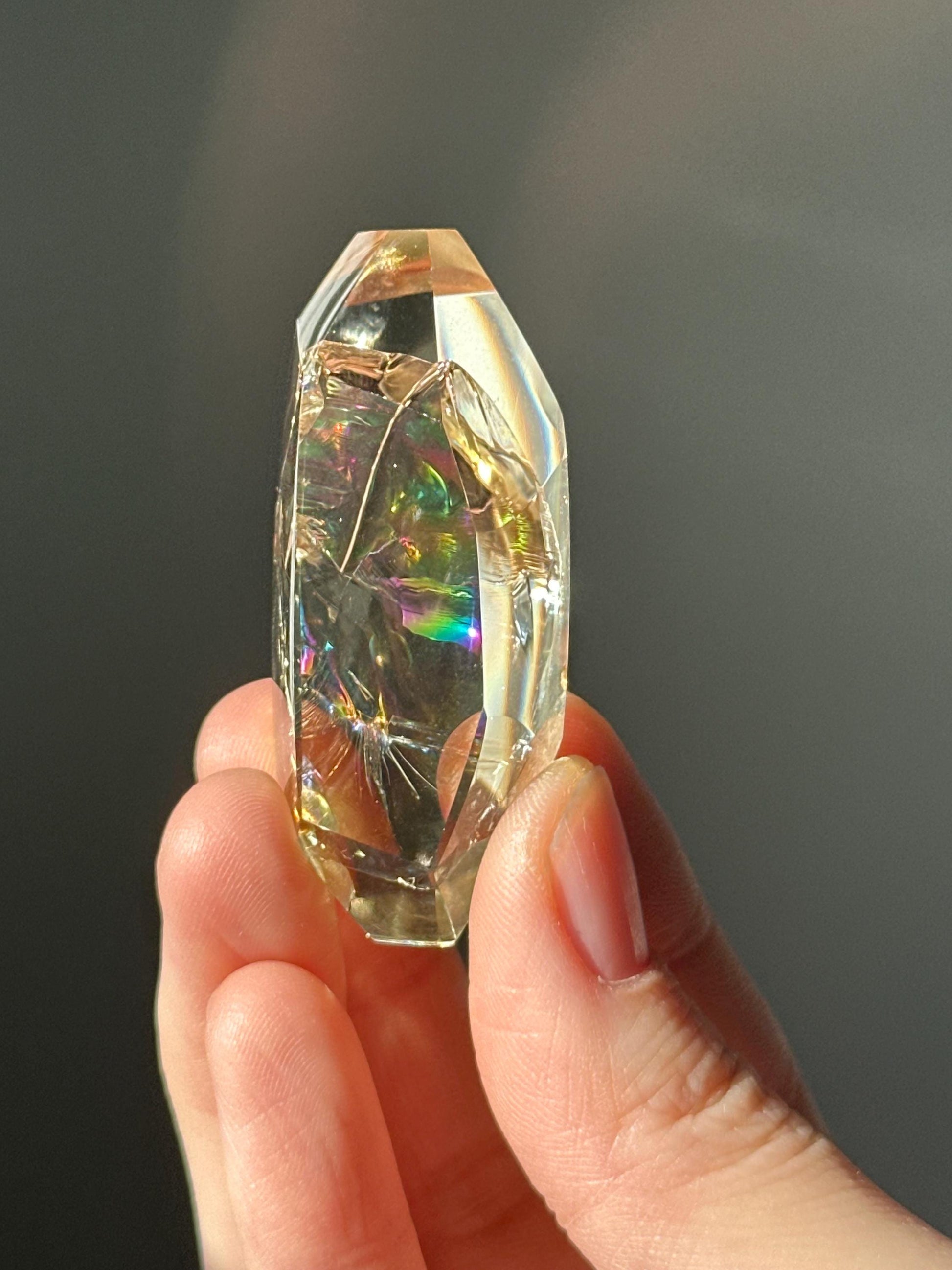 Heat Treated Citrine Rainbow Gem | Yellow Quartz Crystal Display Piece | Polished Mineral Specimen for Collectors Decor Accent