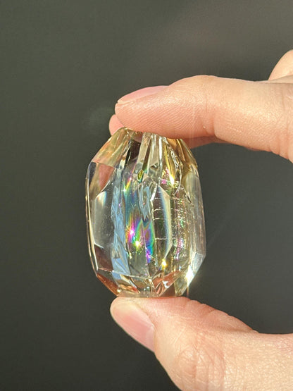 Heat Treated Citrine Rainbow Gem | Yellow Quartz Crystal Display Piece | Polished Mineral Specimen for Collectors Decor Accent