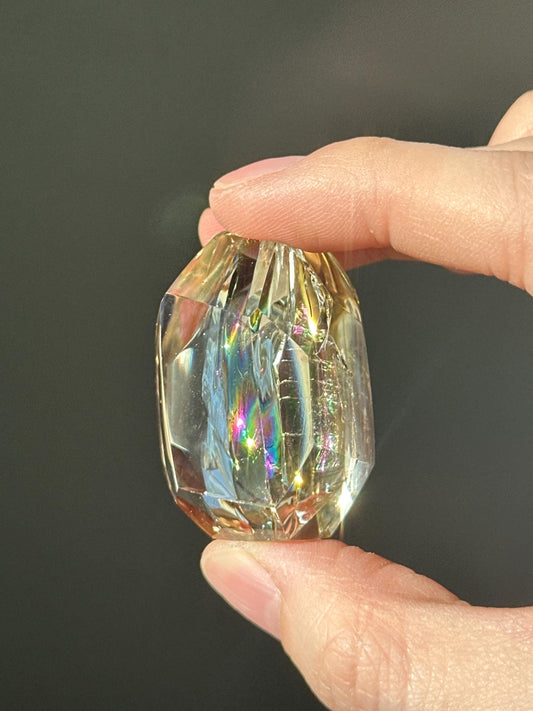 Heat Treated Citrine Rainbow Gem | Yellow Quartz Crystal Display Piece | Polished Mineral Specimen for Collectors Decor Accent