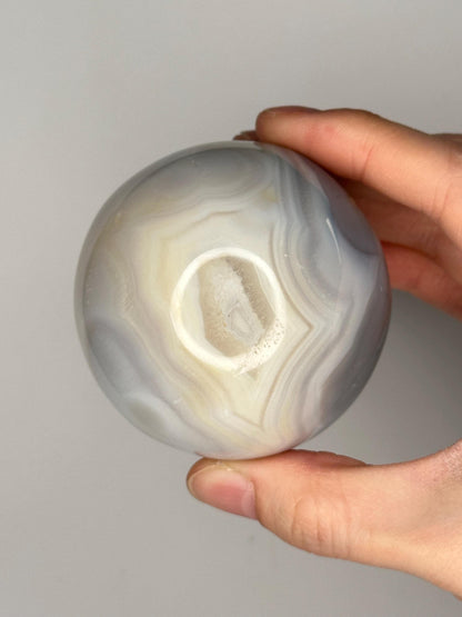 Orca Agate Sphere | Natural Banded Agate Crystal Ball | Polished Mineral Specimen for Collectors Display Decor Accent