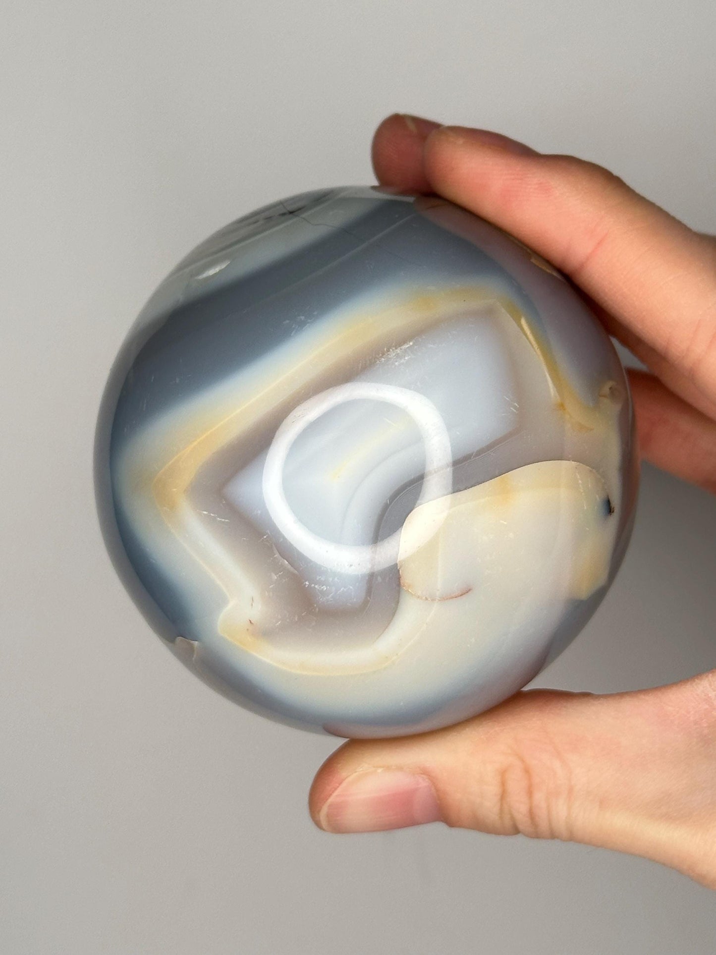 Orca Agate Sphere | Natural Banded Agate Crystal Ball | Polished Mineral Specimen for Collectors Display Decor Accent