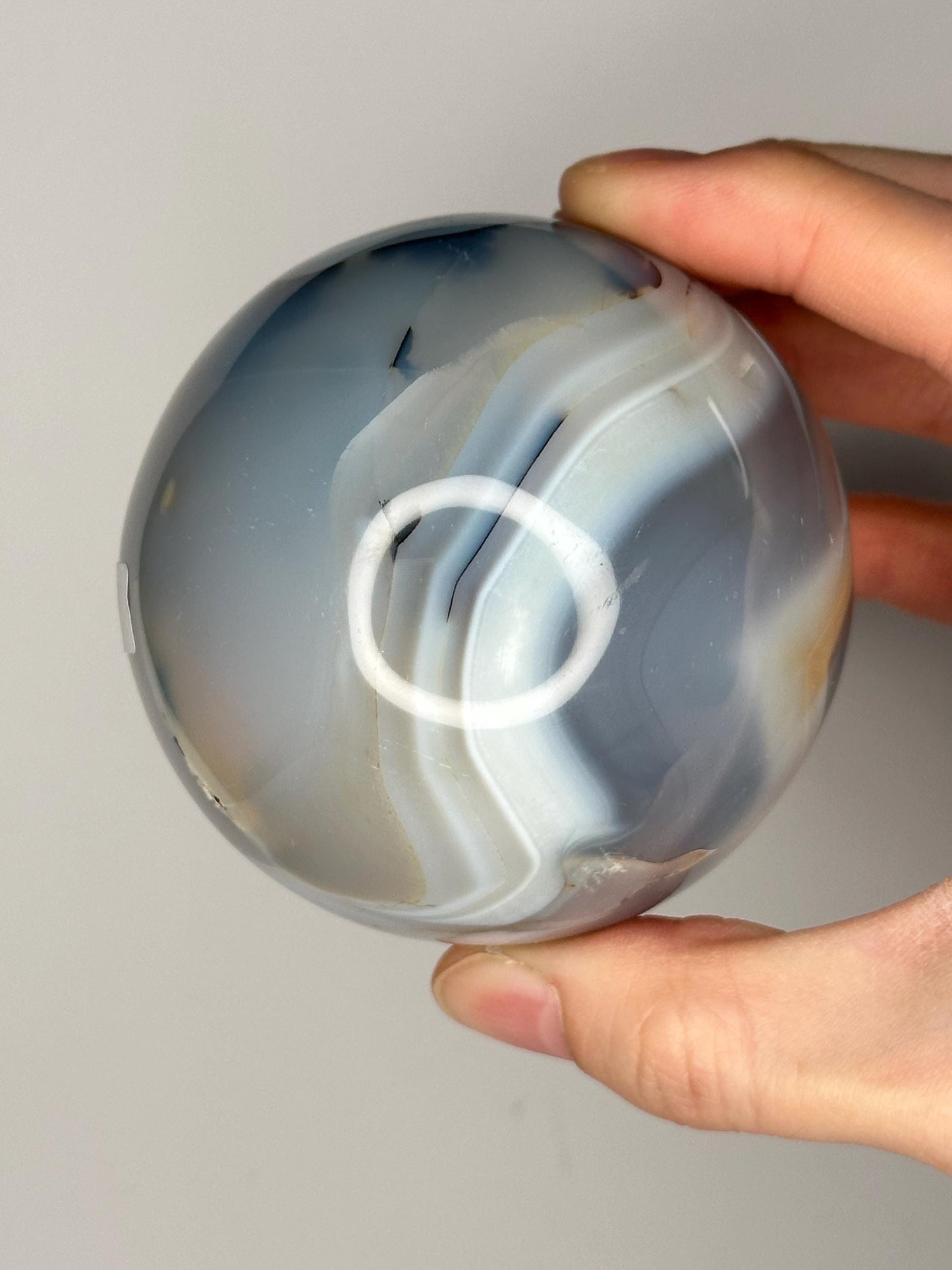 Orca Agate Sphere | Natural Banded Agate Crystal Ball | Polished Mineral Specimen for Collectors Display Decor Accent