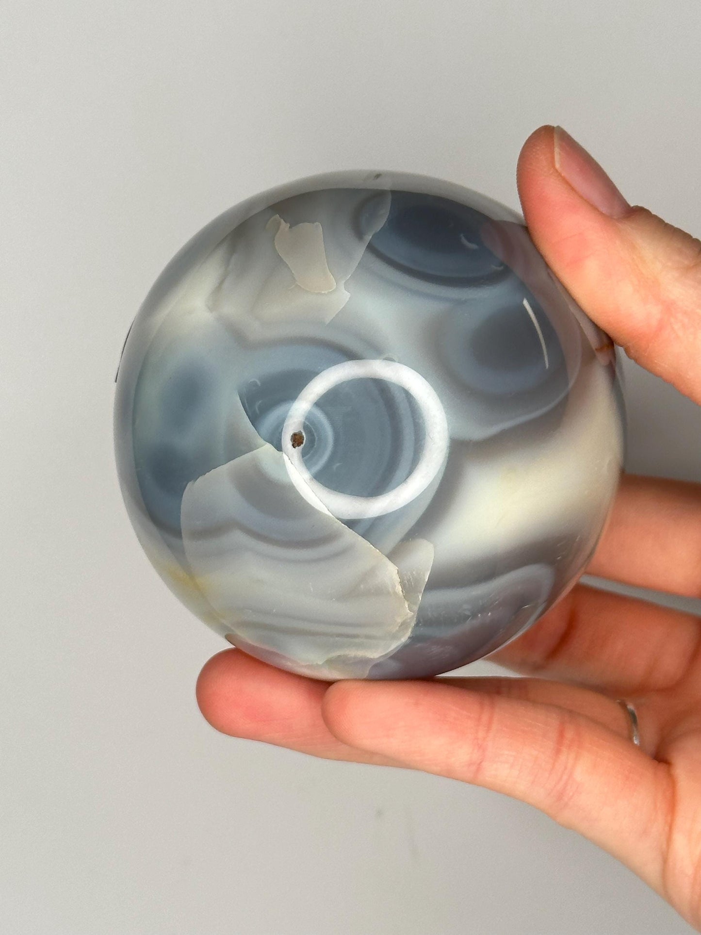 Orca Agate Sphere | Natural Banded Agate Crystal Ball | Polished Mineral Specimen for Collectors Display Decor Accent