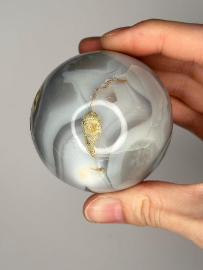Orca Agate Sphere | Natural Banded Agate Crystal Ball | Polished Mineral Specimen for Collectors Display Decor Accent