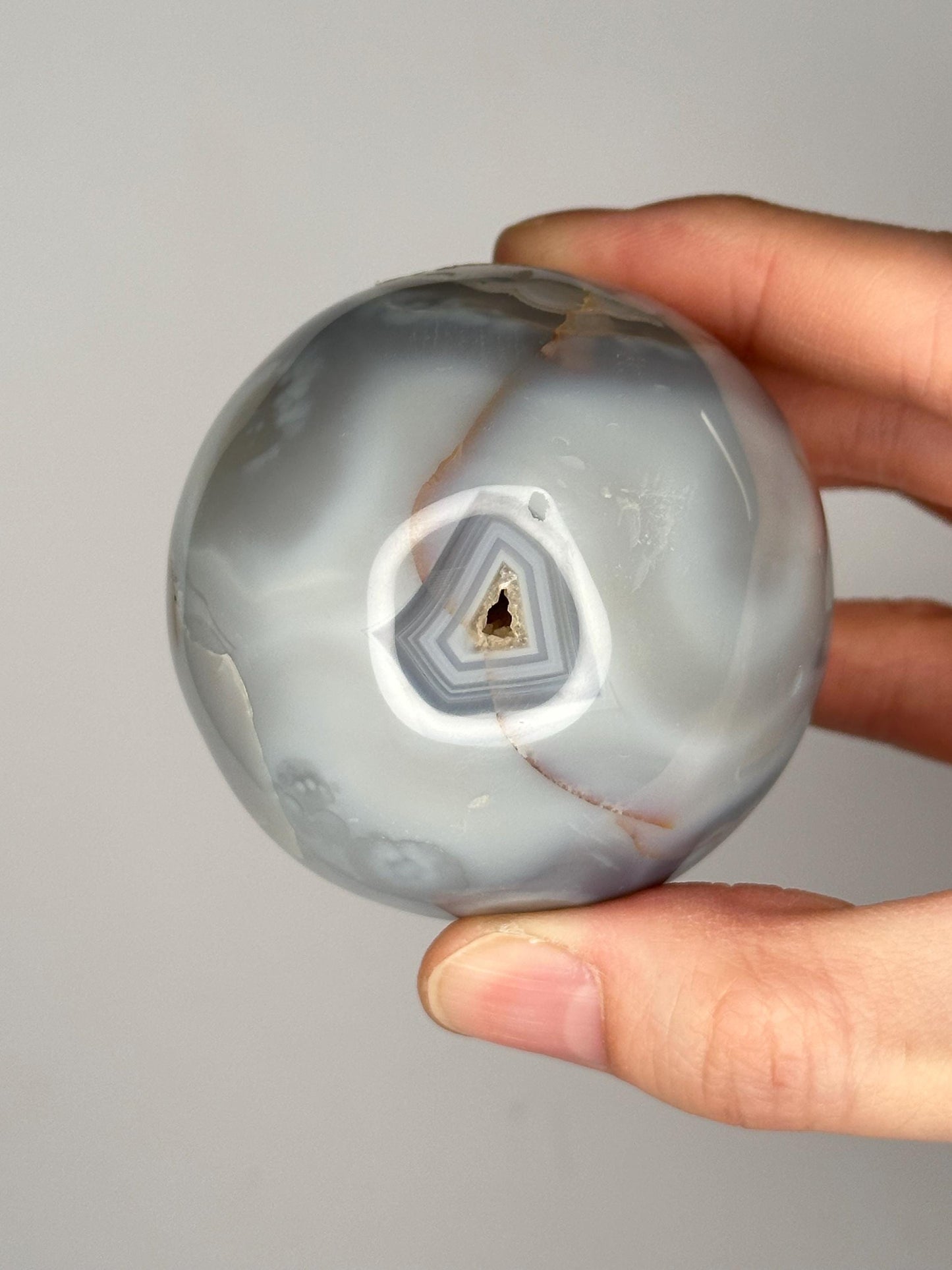 Orca Agate Sphere | Natural Banded Agate Crystal Ball | Polished Mineral Specimen for Collectors Display Decor Accent