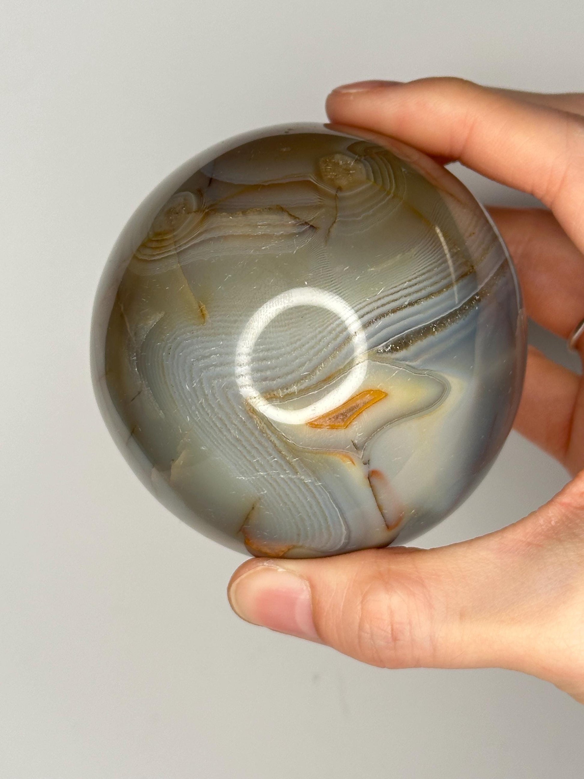 Orca Agate Sphere | Natural Banded Agate Crystal Ball | Polished Mineral Specimen for Collectors Display Decor Accent