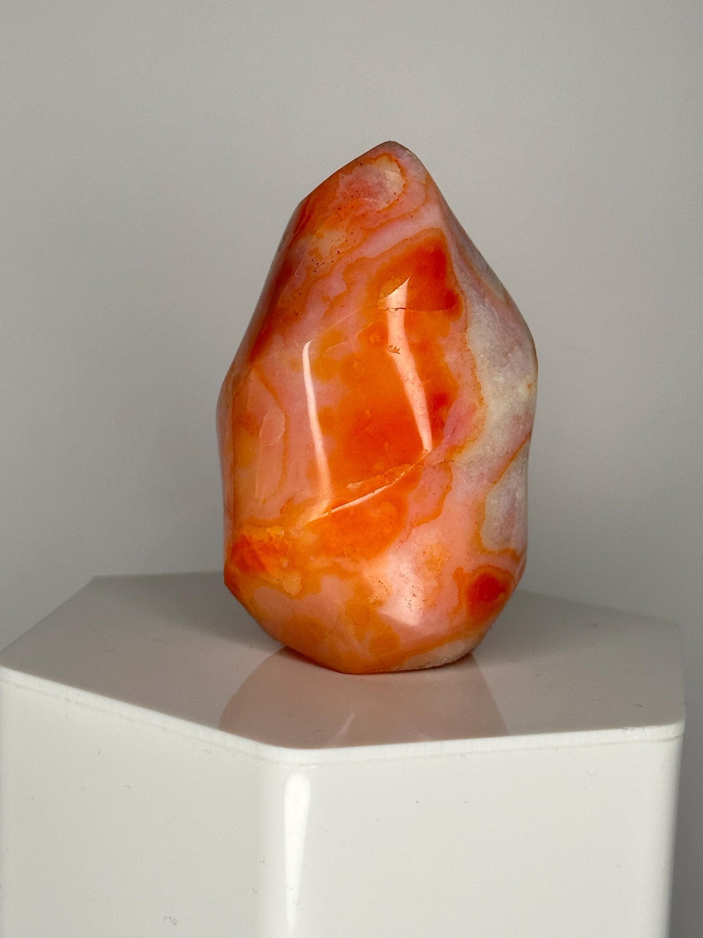 Carnelian Flame | Natural Orange Carnelian Crystal Flame Carving | Polished Mineral Specimen for Collectors Display Decor Accent